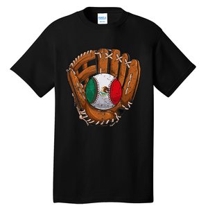 Mexico Flag Baseball Ball Softball Mexican Sport Player Tall T-Shirt