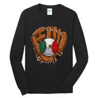 Mexico Flag Baseball Ball Softball Mexican Sport Player Tall Long Sleeve T-Shirt