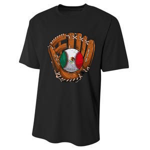 Mexico Flag Baseball Ball Softball Mexican Sport Player Performance Sprint T-Shirt