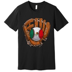 Mexico Flag Baseball Ball Softball Mexican Sport Player Premium T-Shirt