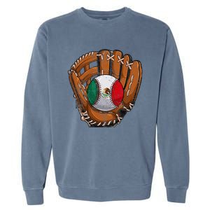 Mexico Flag Baseball Ball Softball Mexican Sport Player Garment-Dyed Sweatshirt