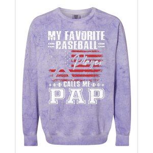 My Favorite Baseball Player Calls Me Pap American Flag Colorblast Crewneck Sweatshirt