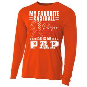 My Favorite Baseball Player Calls Me Pap American Flag Cooling Performance Long Sleeve Crew