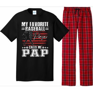 My Favorite Baseball Player Calls Me Pap American Flag Pajama Set