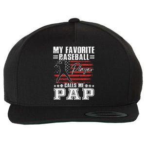 My Favorite Baseball Player Calls Me Pap American Flag Wool Snapback Cap