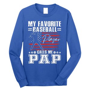 My Favorite Baseball Player Calls Me Pap American Flag Long Sleeve Shirt