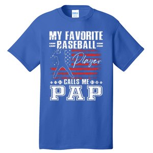 My Favorite Baseball Player Calls Me Pap American Flag Tall T-Shirt