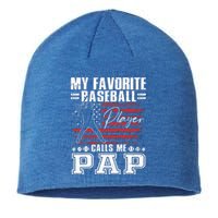 My Favorite Baseball Player Calls Me Pap American Flag Sustainable Beanie