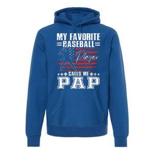 My Favorite Baseball Player Calls Me Pap American Flag Premium Hoodie