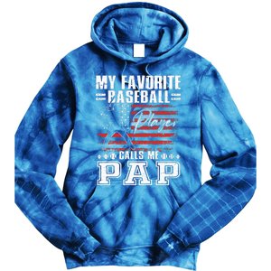 My Favorite Baseball Player Calls Me Pap American Flag Tie Dye Hoodie