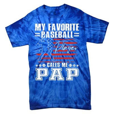 My Favorite Baseball Player Calls Me Pap American Flag Tie-Dye T-Shirt