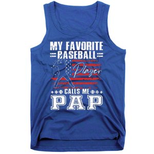 My Favorite Baseball Player Calls Me Pap American Flag Tank Top