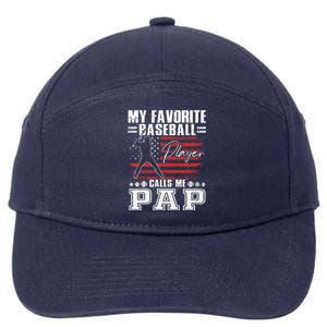 My Favorite Baseball Player Calls Me Pap American Flag 7-Panel Snapback Hat