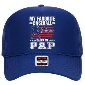 My Favorite Baseball Player Calls Me Pap American Flag High Crown Mesh Back Trucker Hat