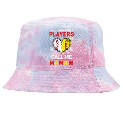 My Favorite Baseball Softball Players Call Me Mamaw Gift Tie-Dyed Bucket Hat