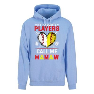 My Favorite Baseball Softball Players Call Me Mamaw Gift Unisex Surf Hoodie