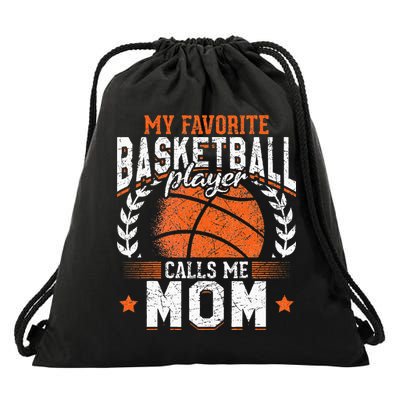 My Favorite Basketball Player Calls Me Mom Basketball Drawstring Bag