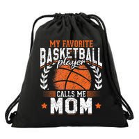My Favorite Basketball Player Calls Me Mom Basketball Drawstring Bag