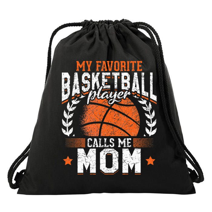 My Favorite Basketball Player Calls Me Mom Basketball Drawstring Bag
