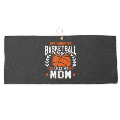 My Favorite Basketball Player Calls Me Mom Basketball Large Microfiber Waffle Golf Towel