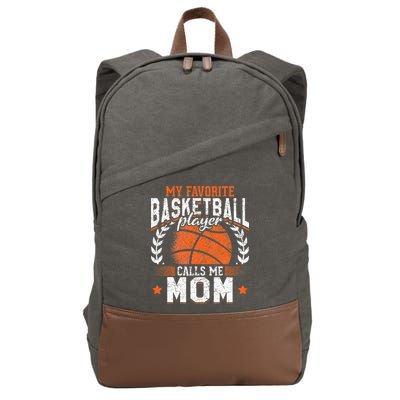 My Favorite Basketball Player Calls Me Mom Basketball Cotton Canvas Backpack