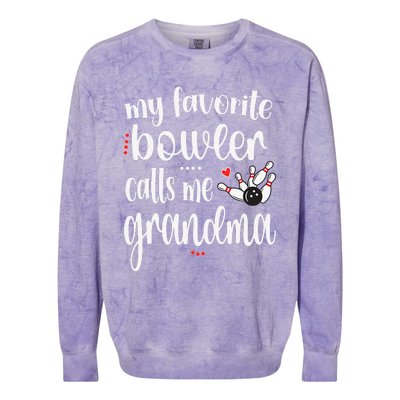 My Favorite Bowler Calls Me Bowling Grandma Colorblast Crewneck Sweatshirt