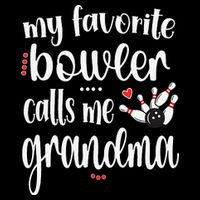 My Favorite Bowler Calls Me Bowling Grandma Stripe Pom Pom Beanie
