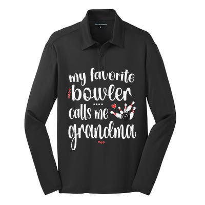 My Favorite Bowler Calls Me Bowling Grandma Silk Touch Performance Long Sleeve Polo