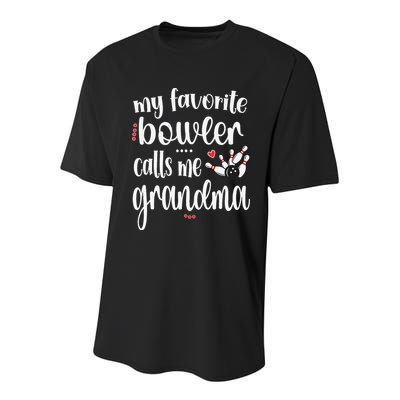 My Favorite Bowler Calls Me Bowling Grandma Youth Performance Sprint T-Shirt