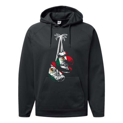 Mexican Flag Boxer Boxing Gloves Boxing Cool Gift Performance Fleece Hoodie