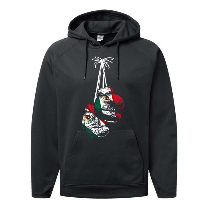 Mexican Flag Boxer Boxing Gloves Boxing Cool Gift Performance Fleece Hoodie