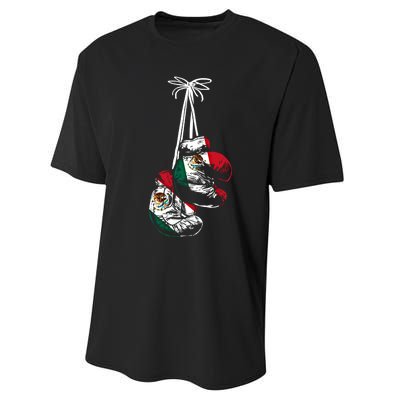 Mexican Flag Boxer Boxing Gloves Boxing Cool Gift Performance Sprint T-Shirt