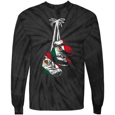 Mexican Flag Boxer Boxing Gloves Boxing Cool Gift Tie-Dye Long Sleeve Shirt