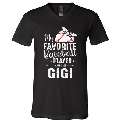 My Favorite Baseball Player Calls Me Gigi V-Neck T-Shirt