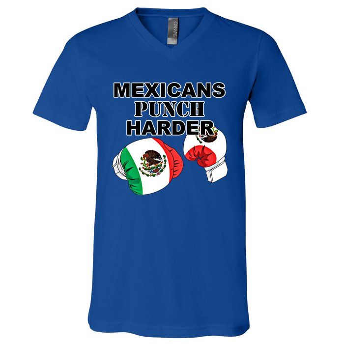 Mexican Flag Boxing Gloves Gift V-Neck T-Shirt