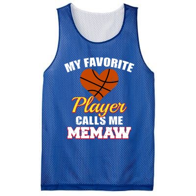 My Favorite Basketball Player Calls Me Memaw Funny Memaw Gift Mesh Reversible Basketball Jersey Tank