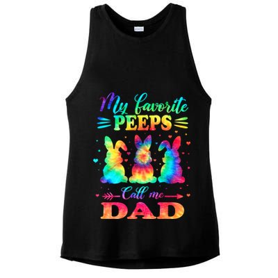My Favorite Bunnies Call Me Dad Easter Tie Dye Gift Ladies PosiCharge Tri-Blend Wicking Tank