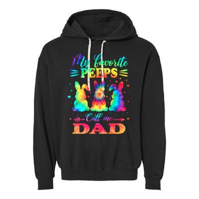 My Favorite Bunnies Call Me Dad Easter Tie Dye Gift Garment-Dyed Fleece Hoodie