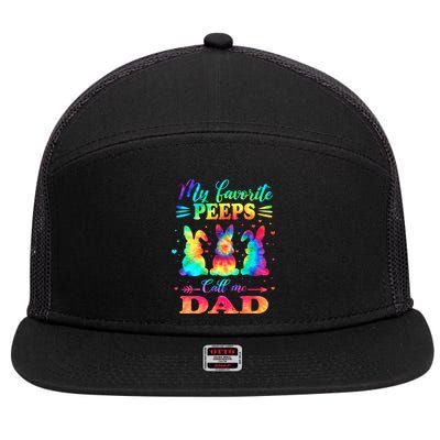 My Favorite Bunnies Call Me Dad Easter Tie Dye Gift 7 Panel Mesh Trucker Snapback Hat