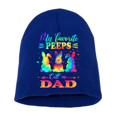 My Favorite Bunnies Call Me Dad Easter Tie Dye Gift Short Acrylic Beanie