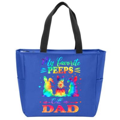 My Favorite Bunnies Call Me Dad Easter Tie Dye Gift Zip Tote Bag