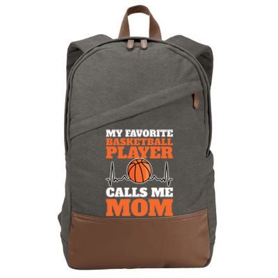 My Favorite Basketball Player Calls Me Mom Gift Cotton Canvas Backpack