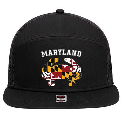 Maryland Flag Blue Crab T State Pride Retro 7 Panel Mesh Trucker Snapback Hat