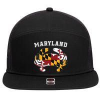 Maryland Flag Blue Crab T State Pride Retro 7 Panel Mesh Trucker Snapback Hat