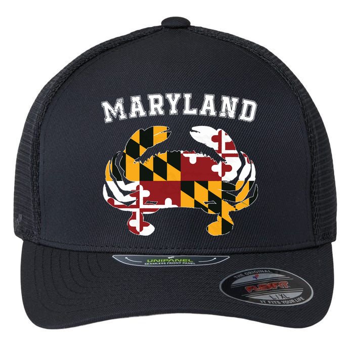 Maryland Flag Blue Crab T State Pride Retro Flexfit Unipanel Trucker Cap
