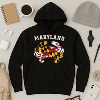 Maryland Flag Blue Crab T State Pride Retro Hoodie