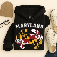 Maryland Flag Blue Crab T State Pride Retro Hoodie