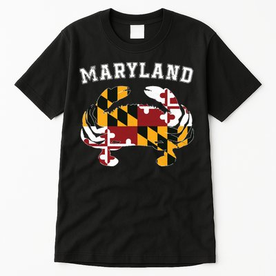 Maryland Flag Blue Crab T State Pride Retro Tall T-Shirt