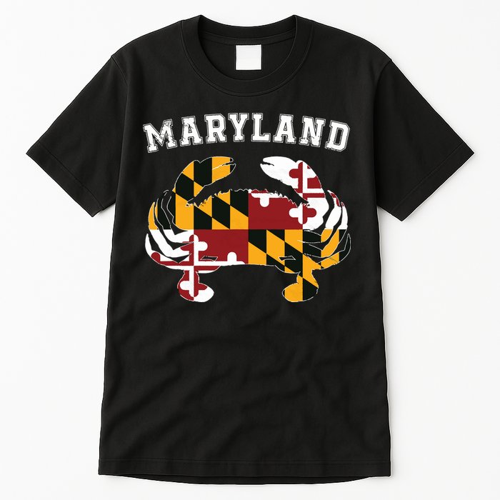 Maryland Flag Blue Crab T State Pride Retro Tall T-Shirt