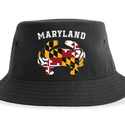 Maryland Flag Blue Crab T State Pride Retro Sustainable Bucket Hat